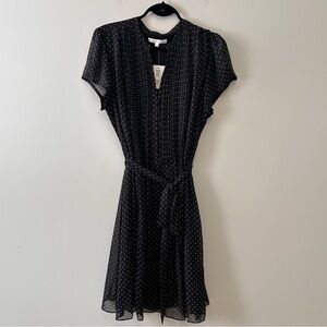 Cleo Women’s Plus Size 18 Polka Dot Black White Midi Dress Belted Mature NWT